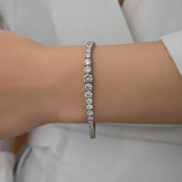 Silver Strained White Stone Waterway Women's Bracelet